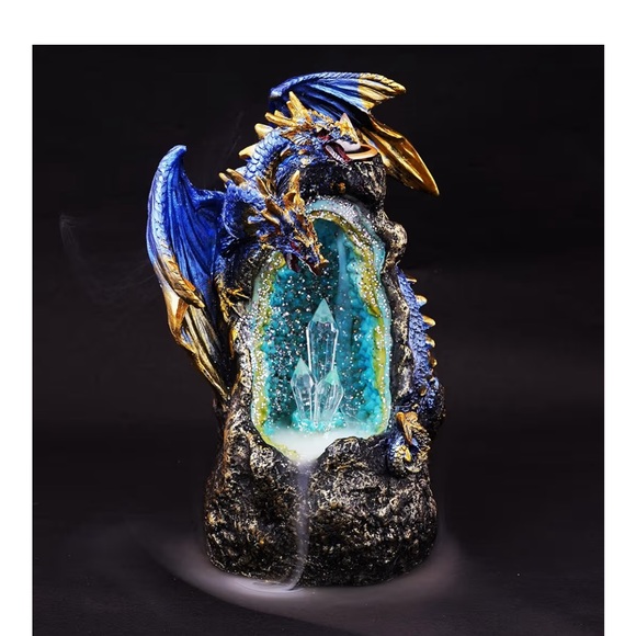 Blue Dragon LED Crystal Geode Backflow Burner | Illuminated Dragon 007 - Picture 2 of 5